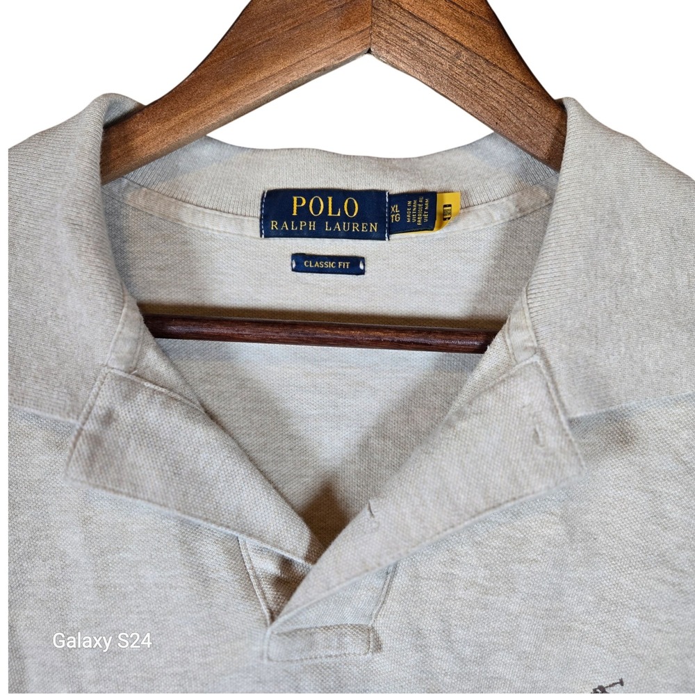 Polo Ralph‎ Lauren Classic Fit Mens Beige Heathered Short Sleeve Polo Shirt XL